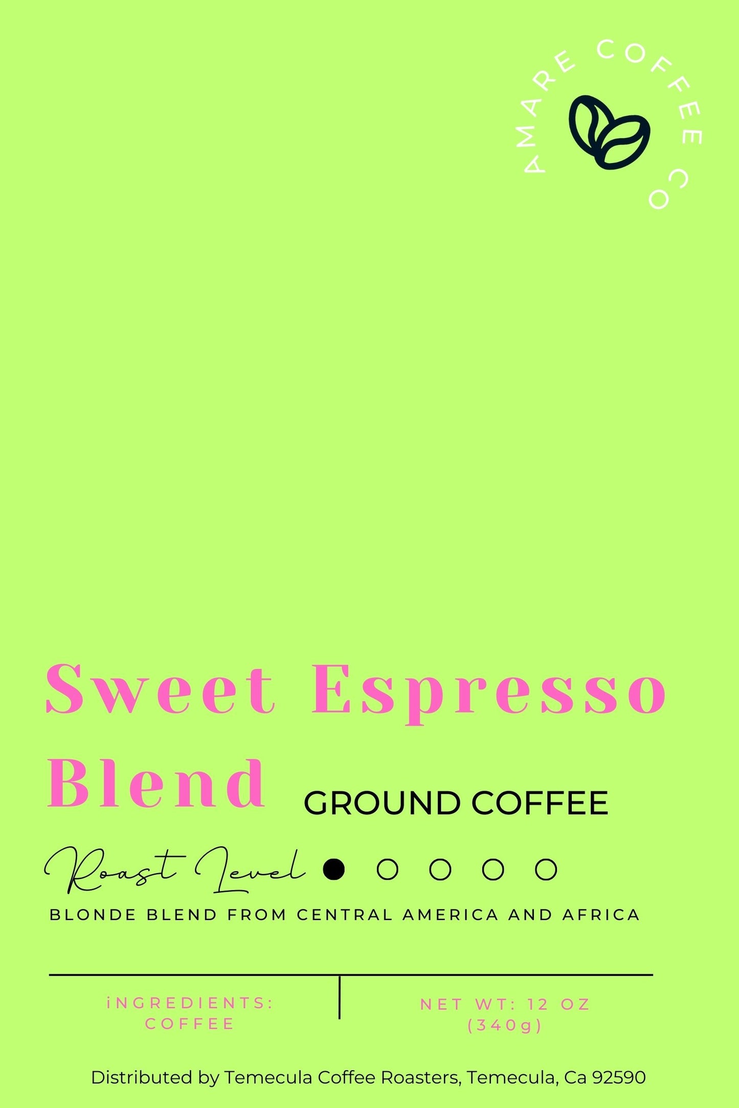 Sweet Espresso Blend Amare Coffee 