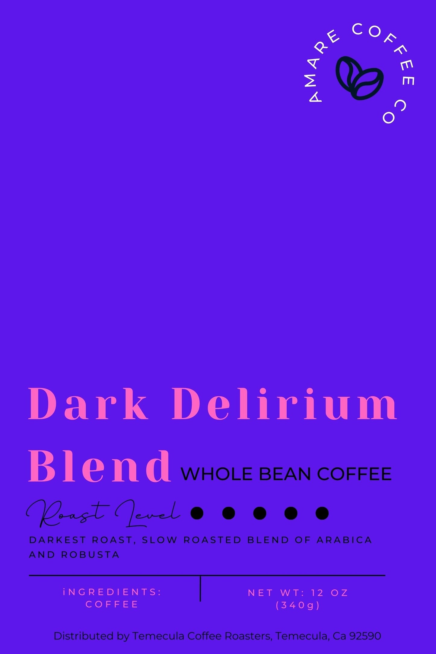 Dark Delirium Blend Amare Coffee 